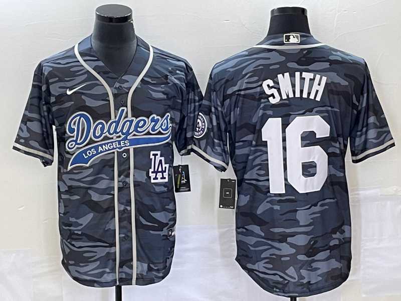 Men's Los Angeles Dodgers #16 Will Smith Gray Camo Cool Base With Patch Stitched Baseball Jersey,We sell and wholesale Men's Los Angeles Dodgers #16 Will Smith Gray Camo Cool Base With Patch Stitched Baseball Jersey on line form chian!